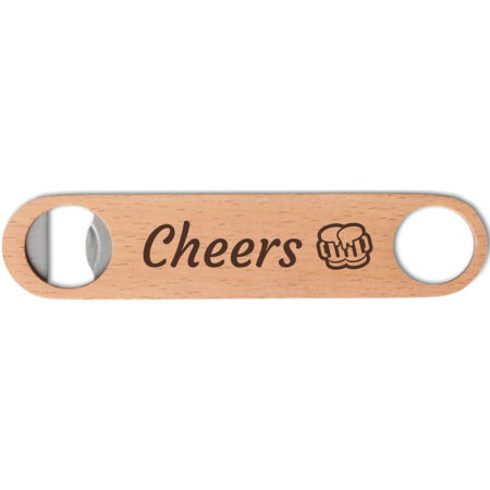 Flesopener hout-rvs Cheers