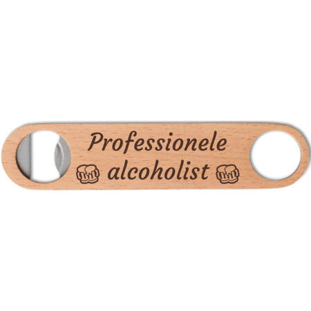 Flesopener hout-rvs Professionele alcoholist