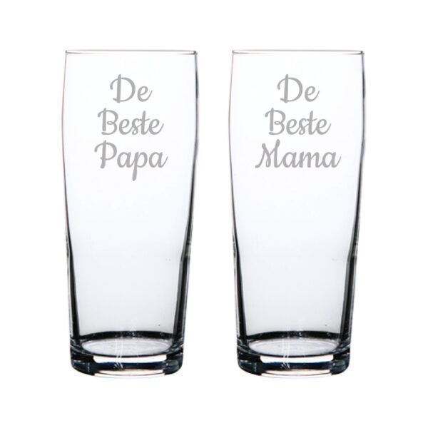 Gegraveerde bierfluitje 19cl De Beste Mama-De Beste Papa