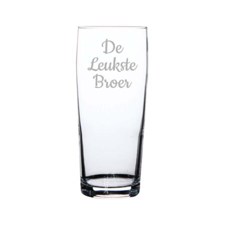 Gegraveerde bierfluitje 19cl De Leukste Broer