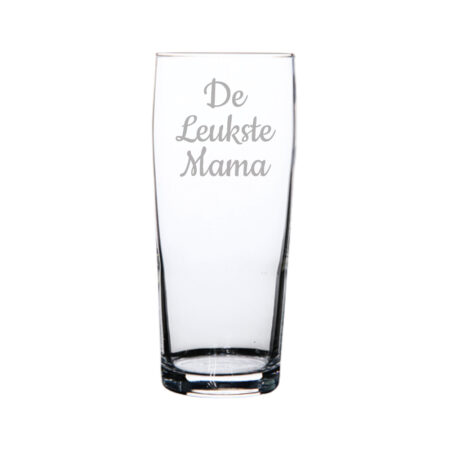 Gegraveerde bierfluitje 19cl De Leukste Mama