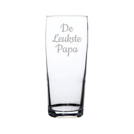 Gegraveerde bierfluitje 19cl De Leukste Papa