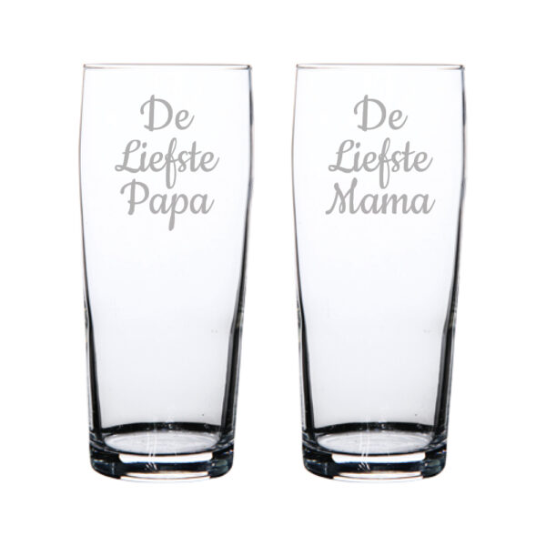 Gegraveerde bierfluitje 19cl De Liefste Mama-De Liefste Papa