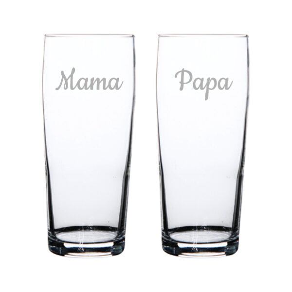 Gegraveerde bierfluitje 19cl Mama & Papa