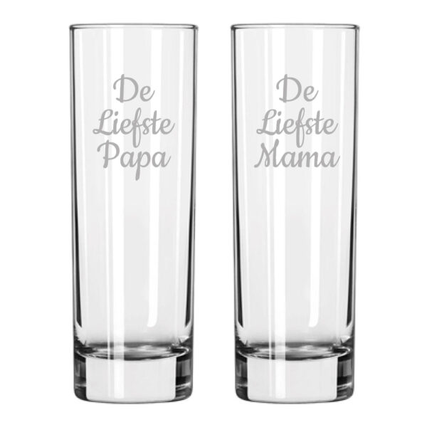 Gegraveerde longdrinkglas 22cl De Liefste Mama-De Liefste Papa