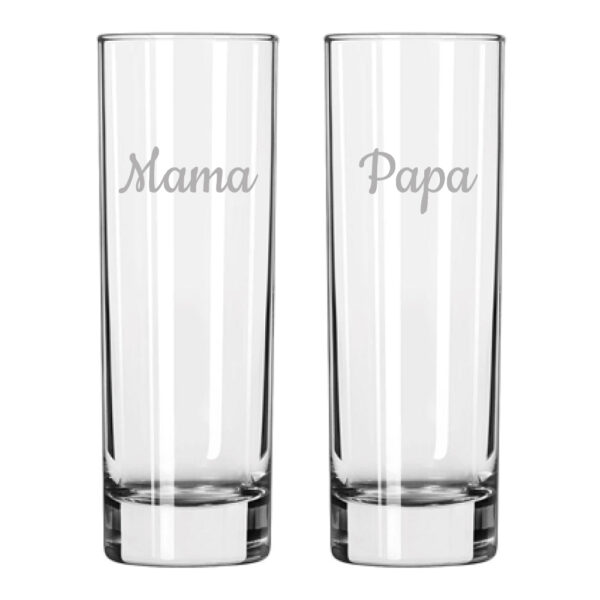 Gegraveerde longdrinkglas 22cl Mama & Papa