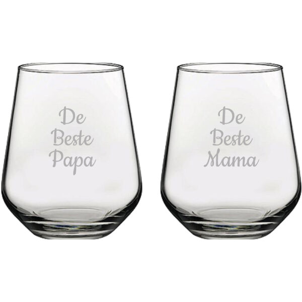 Gegraveerde Drinkglas 42.5cl De Beste Mama-De Beste Papa