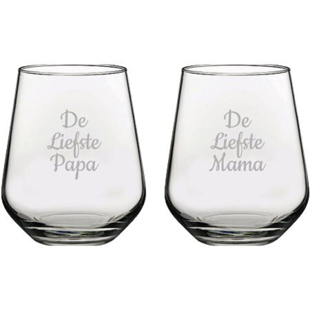 Gegraveerde Drinkglas 42.5cl De Liefste Mama-De Liefste Papa