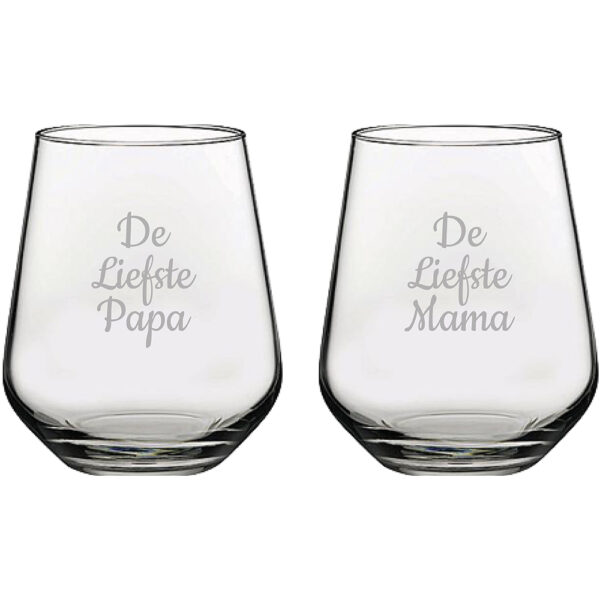 Gegraveerde Drinkglas 42.5cl De Liefste Mama-De Liefste Papa