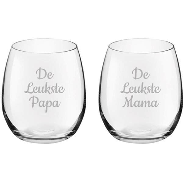 Gegraveerde Drinkglas 39cl De Leukste Mama-De Leukste Papa