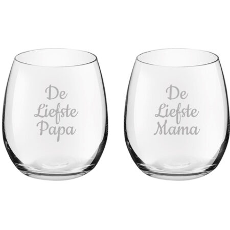 Gegraveerde Drinkglas 39cl De Liefste Mama-De Liefste Papa