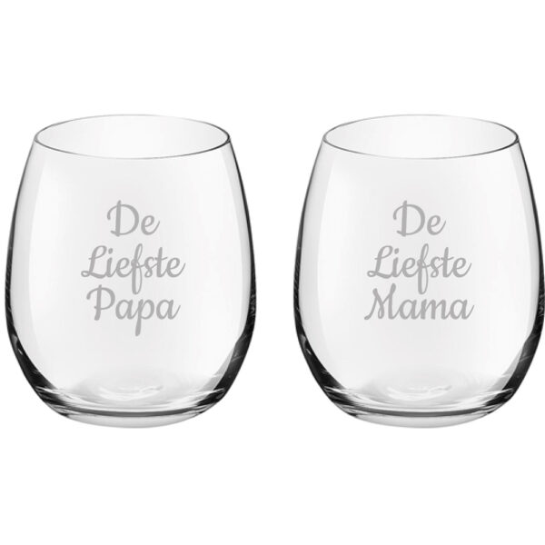 Gegraveerde Drinkglas 39cl De Liefste Mama-De Liefste Papa