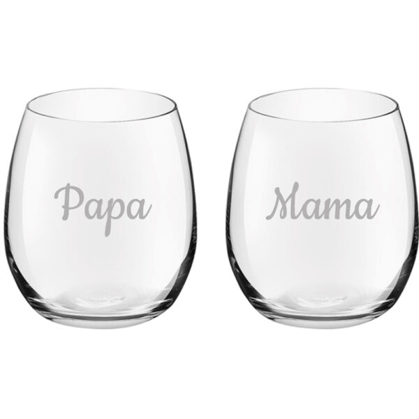 Gegraveerde Drinkglas 39cl Mama & Papa