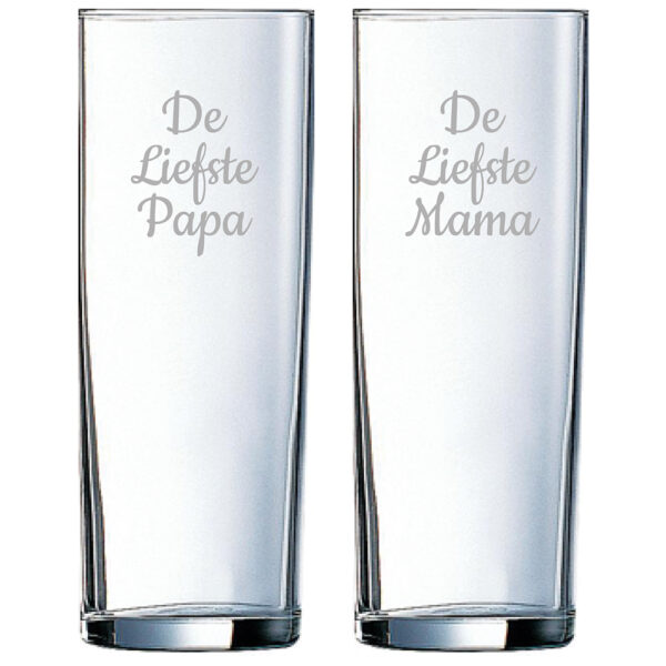 Gegraveerde longdrinkglas 31cl De Liefste Mama-De Liefste Papa