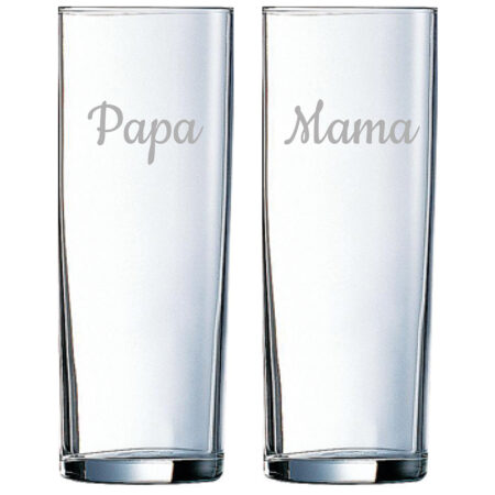 Gegraveerde longdrinkglas 31cl Mama & Papa