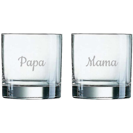 Gegraveerde Whiskeyglas 38cl Mama & Papa