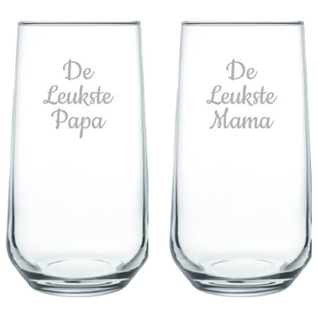 Gegraveerde Drinkglas 47cl De Leukste Mama-De Leukste Papa