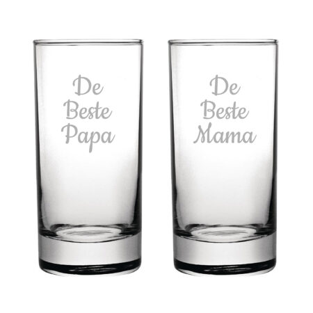 Gegraveerde longdrinkglas 28.5cl De Beste Mama-De Beste Papa