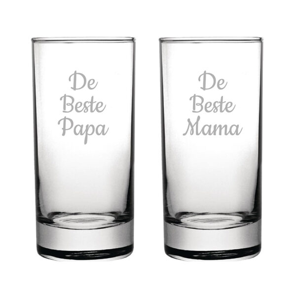 Gegraveerde longdrinkglas 28.5cl De Beste Mama-De Beste Papa