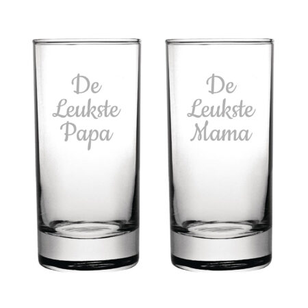 Gegraveerde longdrinkglas 28.5cl De Leukste Mama-De Leukste Papa