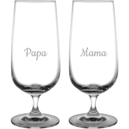 Gegraveerde bierglas op voet 41cl Mama & Papa