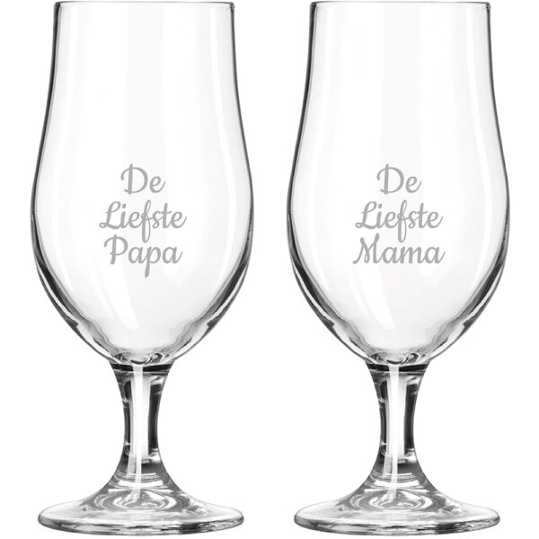 Gegraveerde bierglas op voet 49cl De Liefste Mama-De Liefste Papa