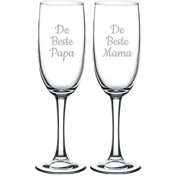 Gegraveerde Champagneglas 16.5cl De Beste Mama-De Beste Papa