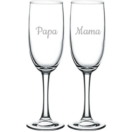 Gegraveerde Champagneglas 16.5cl Mama & Papa