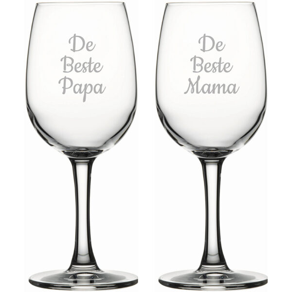 Gegraveerde witte wijnglas 26cl De Beste Mama-De Beste Papa