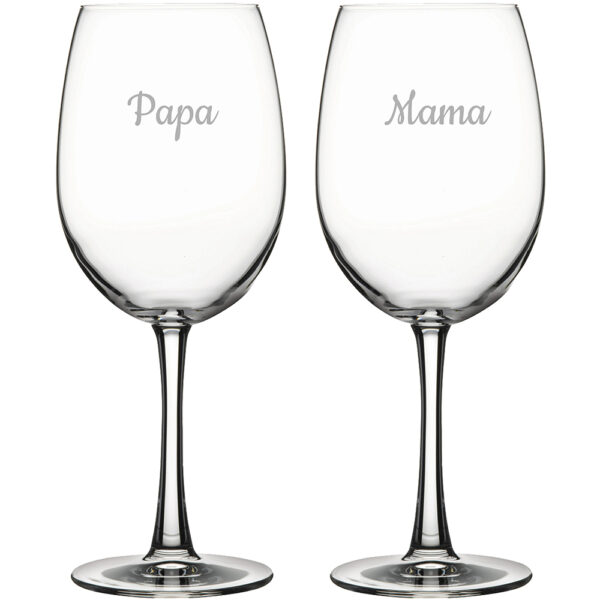 Gegraveerde Rode wijnglas 46cl Mama & Papa