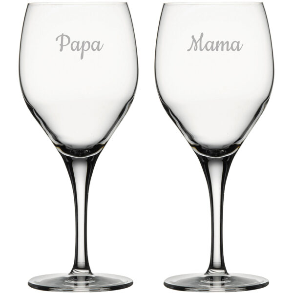 Gegraveerde Rode wijnglas 42.5cl Mama & Papa