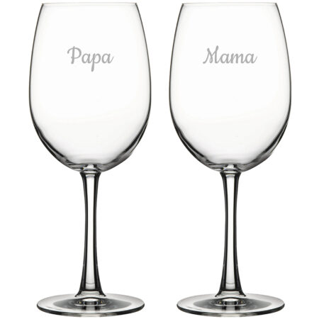 Gegraveerde Rode wijnglas 58cl Mama & Papa