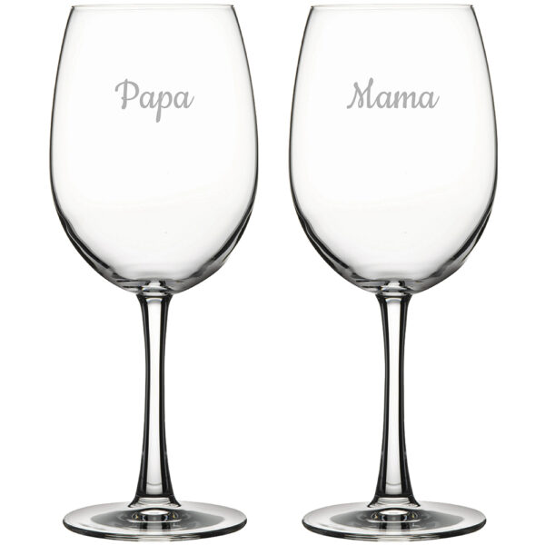 Gegraveerde Rode wijnglas 58cl Mama & Papa