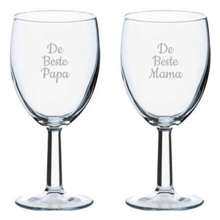 Gegraveerde wijnglas 24.5cl De Beste Mama-De Beste Papa