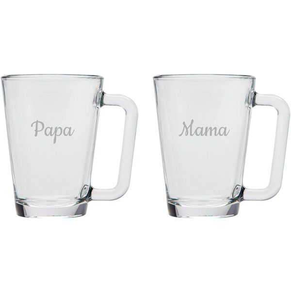 Gegraveerde theeglas 26cl Mama & Papa