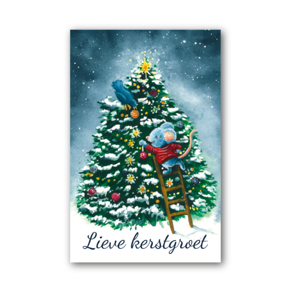 Lieve kerstgroet kerstkaart staand ongevouwen