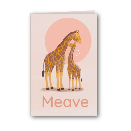 Geboortekaartje giraffe mama en kleintje meisje