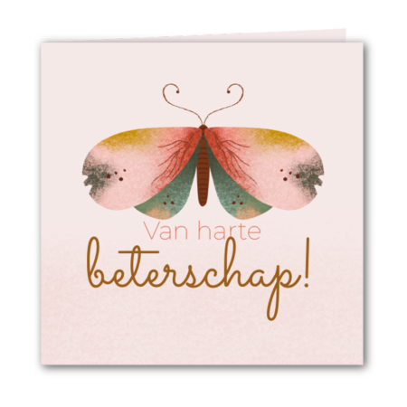 Beterschapskaart Vlinder roze