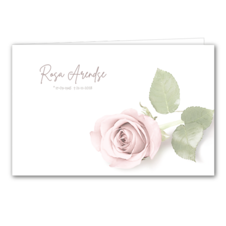 Roze roos aquarel rouwkaart