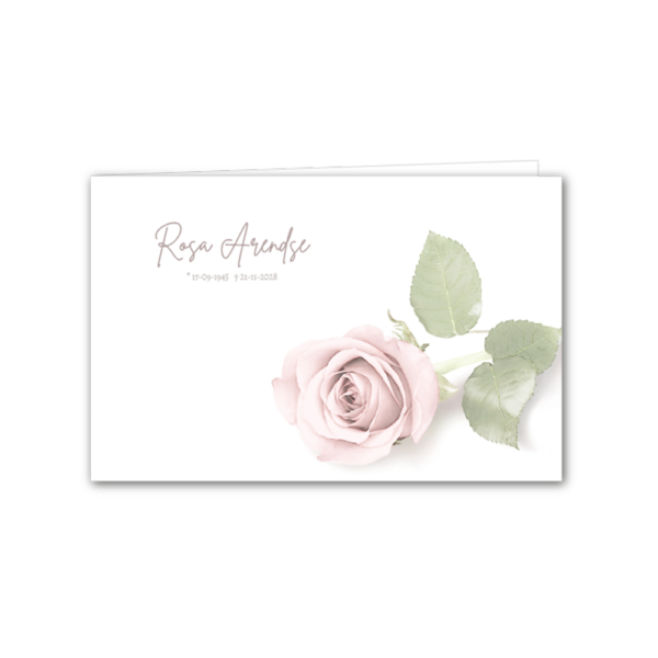 Roze roos aquarel rouwkaart