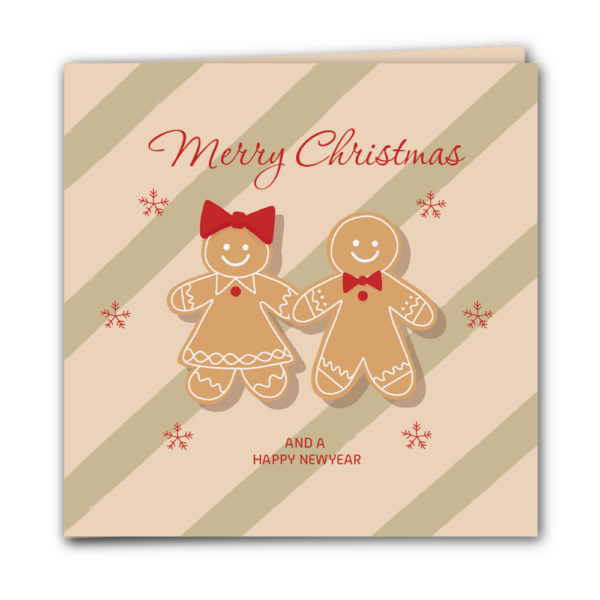 Kerstkaart Gingerbread vierkant gevouwen greetsandgifts